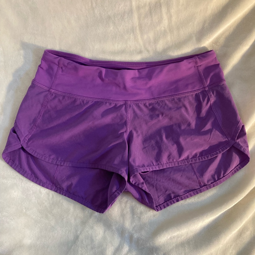 LuluLemon size 4 speed up low rise lined short in Atomic Purple